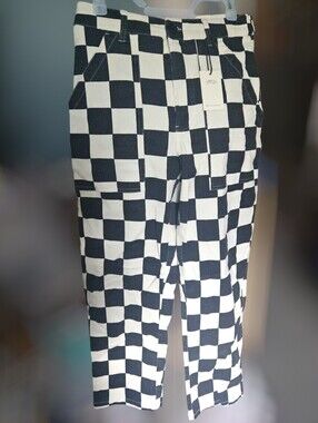 P&Co 304 Service Fatigues High Waisted Straight Leg Checkerd Pants - UK 10